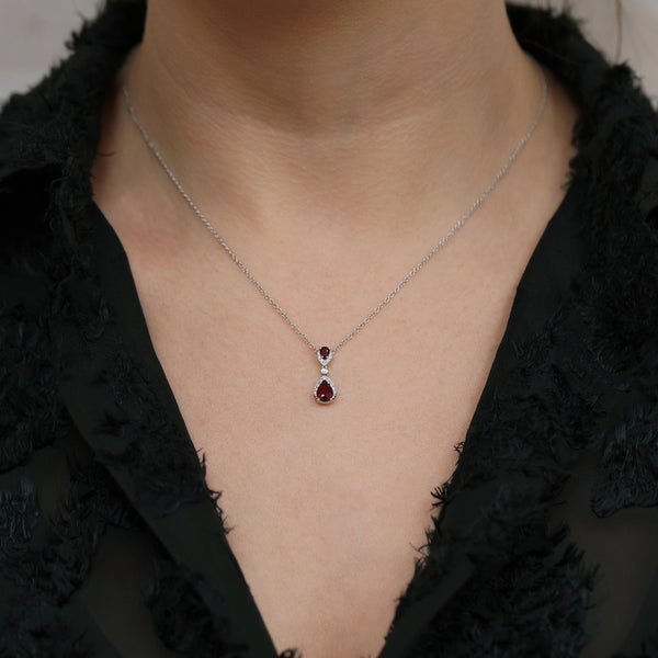 Berry's 18ct White Gold Ruby And Diamond Drop Pendant - Berry's Jewellers