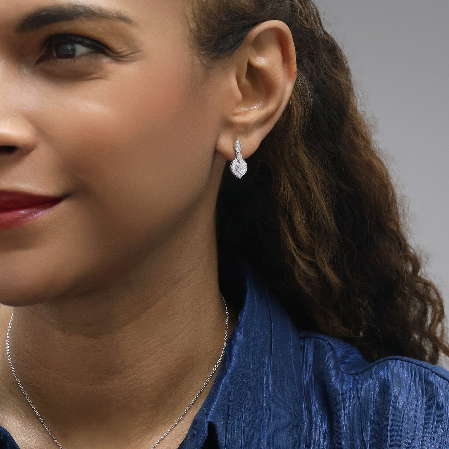 Berry's 18ct White Gold Vintage Style Diamond Drop Earrings - Berry's Jewellers