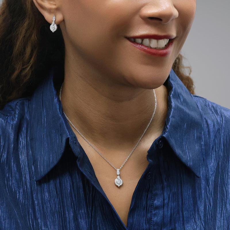 Berry's 18ct White Gold Vintage Style Diamond Pendant - Berry's Jewellers