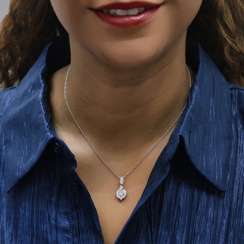 Berry's 18ct White Gold Vintage Style Diamond Pendant - Berry's Jewellers