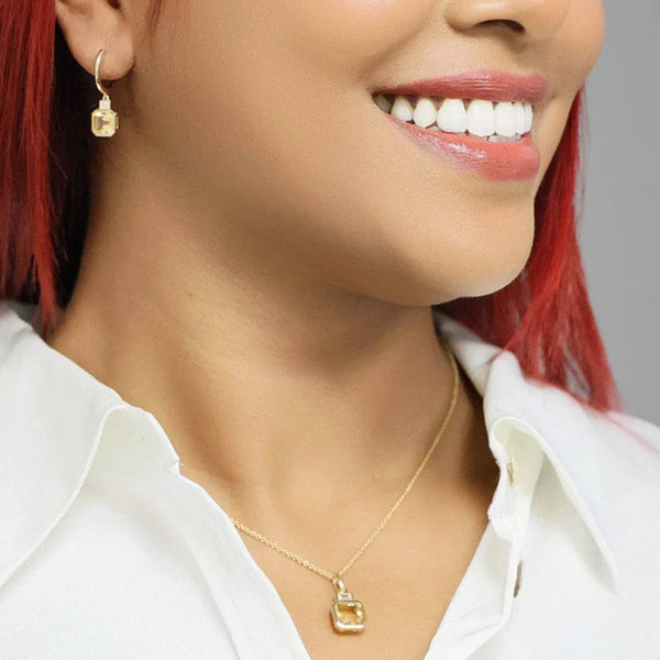 Berry's 18ct Yellow Gold Citrine & Diamond Rubover Set Earrings - Berry's Jewellers