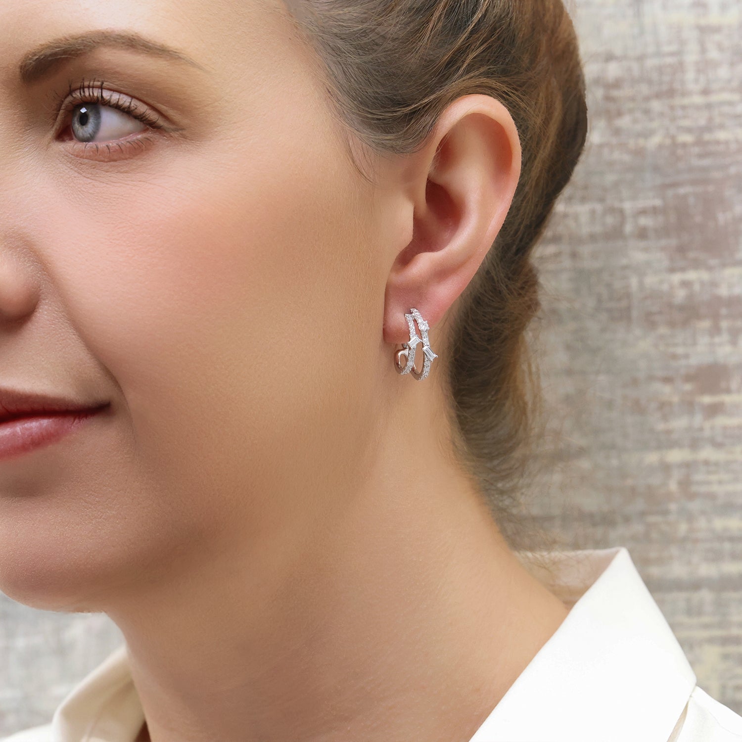 Berry's 18ct White Gold Emerald And Round Brilliant Cut Diamond Hoop Earrings - Berry's Jewellers