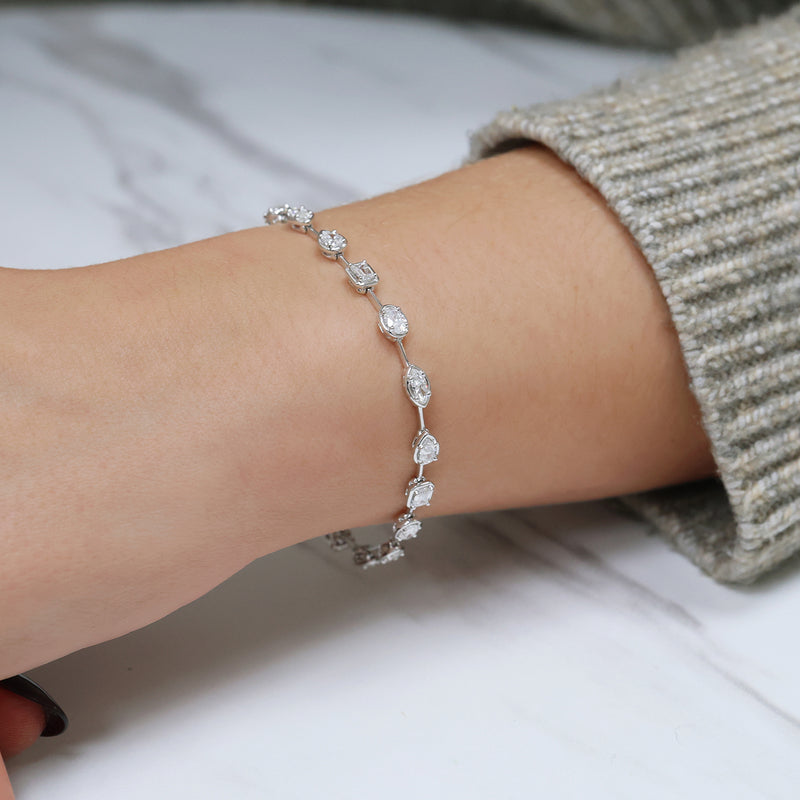 Berry's 18ct White Gold Mixed Cut Diamond Tennis Bracelet - Berry's Jewellers