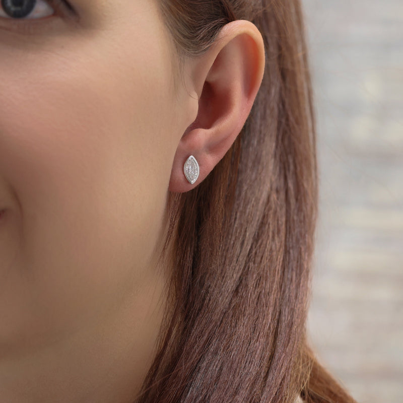 Berry's Platinum GIA Certificated Marquise Cut Diamond Rub Over Stud Earrings - Berry's Jewellers