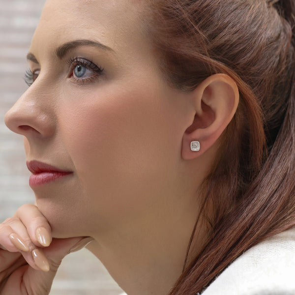 Berry's Platinum GIA Certificated Cushion Cut Diamond Rub Over Stud Earrings - Berry's Jewellers