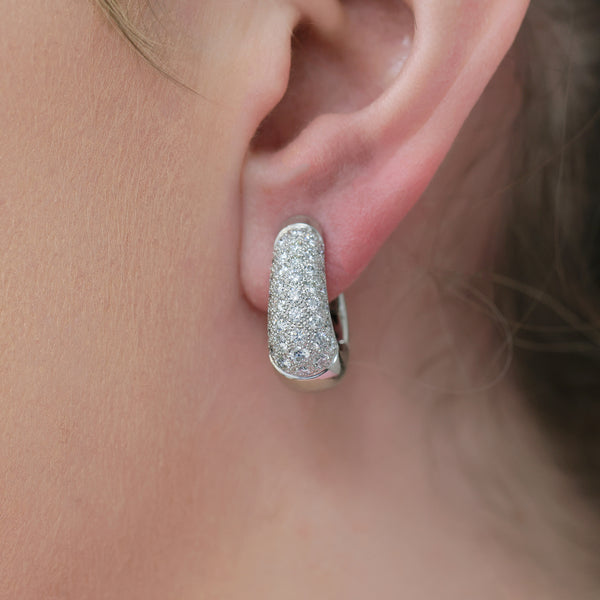 Berry's 18ct White Gold Round Brilliant Cut Diamond Pave Set Hoop Earrings - Berry's Jewellers