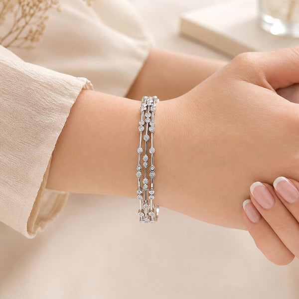 18ct White Gold Triple Row Diamond Bracelet