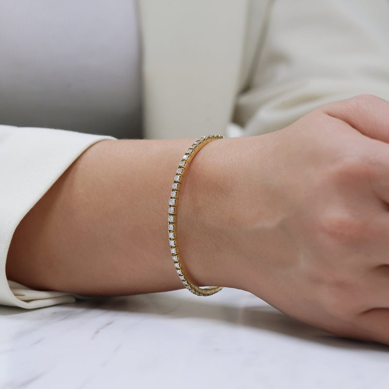 Berry's 18ct Yellow Gold Diamond Set Sprung Bangle With Magnetic Clasp - Berry's Jewellers