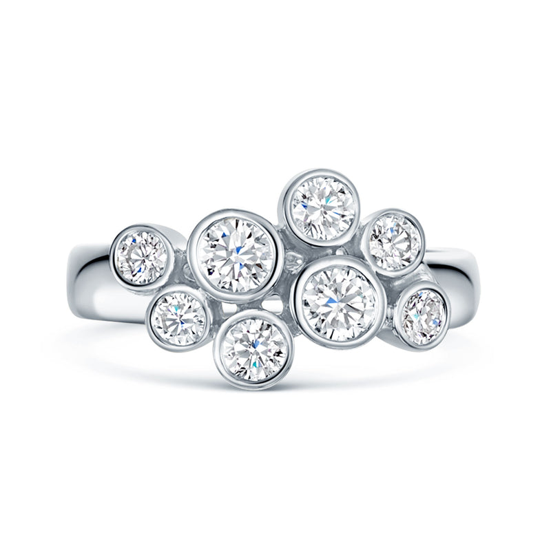 18ct White Gold Round Brilliant Cut Diamond Rubover Dress Ring