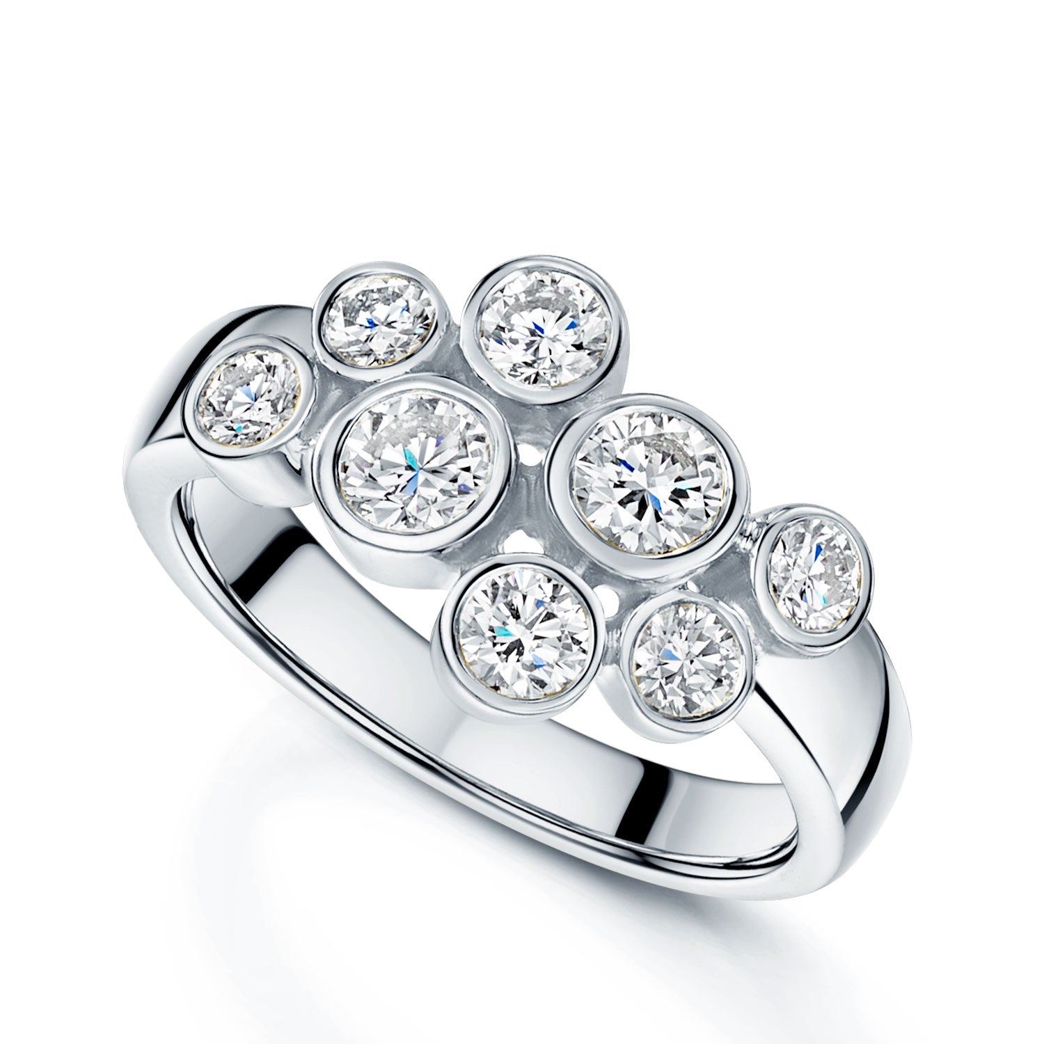 18ct White Gold Round Brilliant Cut Diamond Rubover Dress Ring