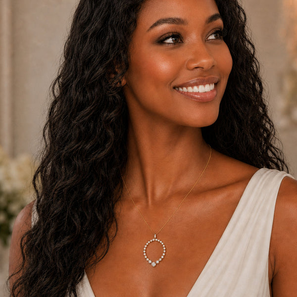 Berry's 18ct Yellow Gold Round Brilliant Cut Diamond Rub Over Fancy Graduated Drop Pendant - Berry's Jewellers