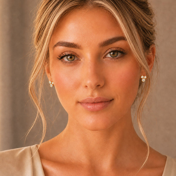 Berry's 18ct Yellow Gold Round Brilliant Cut Rub Over Bubble Earrings - Berry's Jewellers