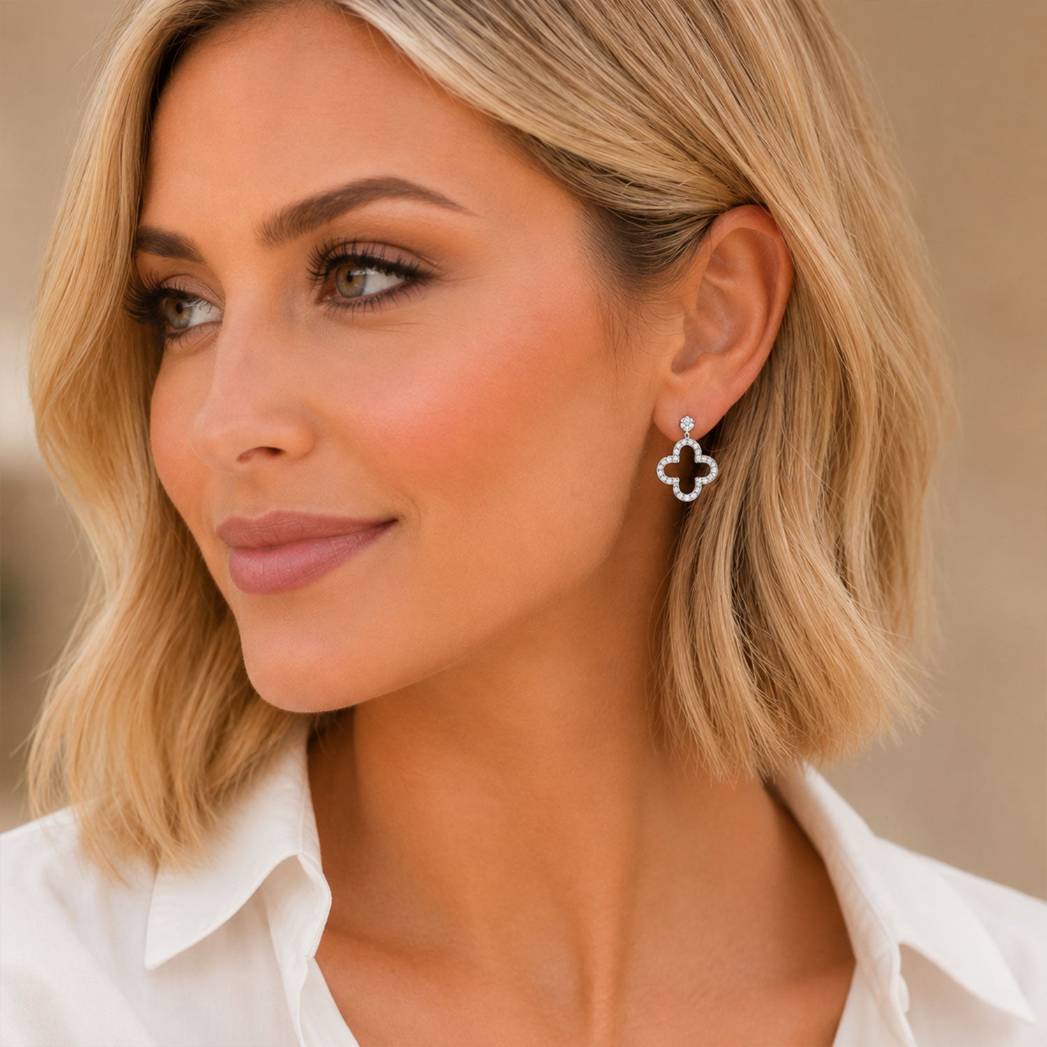 Berry's 18ct White Gold Diamond Open Flower Drop Earrings - Berry's Jewellers