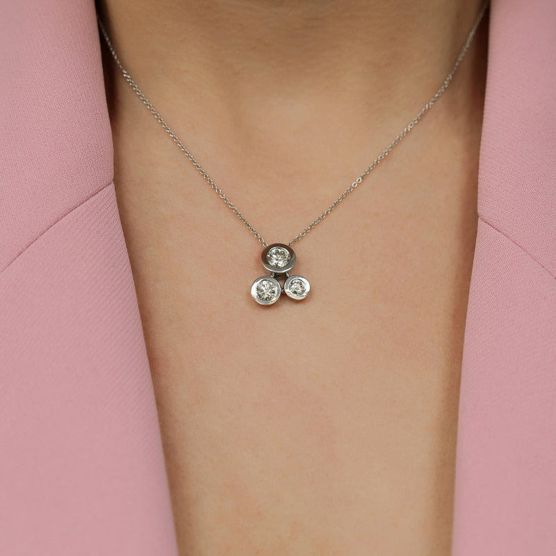 Berry's 18ct White Gold Round Brilliant Cut Rub Over Bubble Pendant - Berry's Jewellers