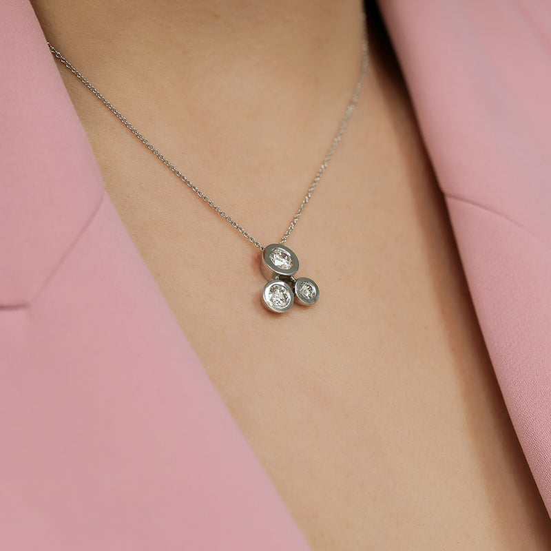 Berry's 18ct White Gold Round Brilliant Cut Rub Over Bubble Pendant - Berry's Jewellers