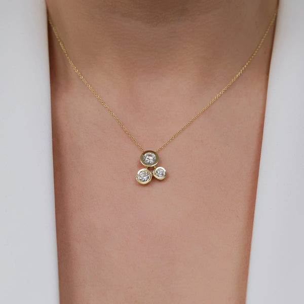 Berry's 18ct Yellow Gold Round Brilliant Cut Rub Over Bubble Pendant - Berry's Jewellers