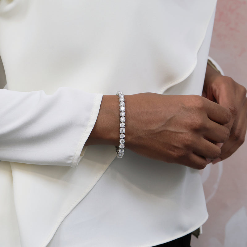 Berry's 18ct White Gold And Round Brilliant Cut Diamond Claw Set Tennis Bracelet - Berry's Jewellers