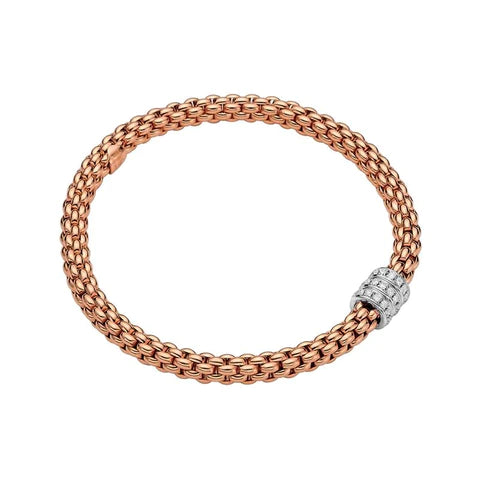 Solo 18ct Rose Gold Bracelet With Three White Gold Diamond Rondels