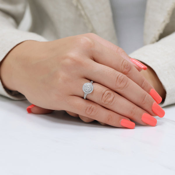 Berry's Platinum Double Halo Diamond Cluster Engagement Ring - Berry's Jewellers