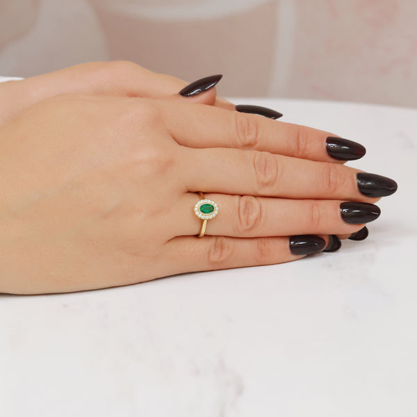 Berry's 18ct Yellow Gold Emerald And Diamond Cluster Dress Ring - Berry's Jewellers