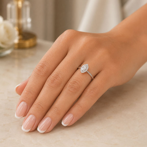 Platinum Marquise Cut Diamond Halo Ring