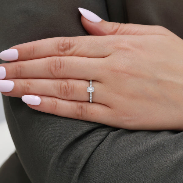 Berry's Platinum GIA Certificated Emerald Cut Diamond Ring With Diamond Shoulders - Berry's Jewellers