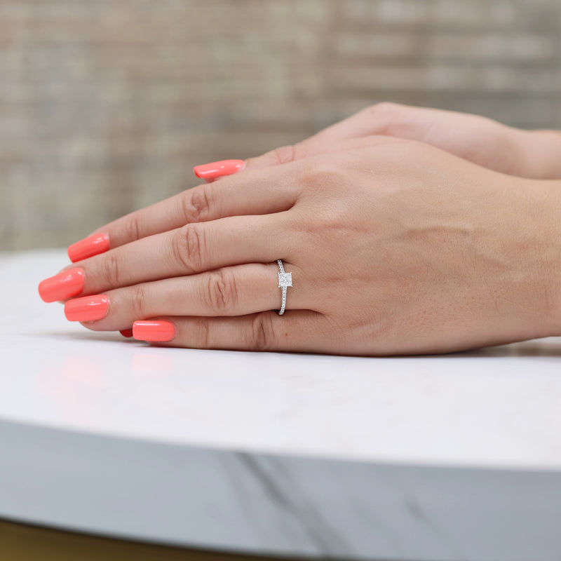 Berry's Platinum GIA Certificated Princess Cut Diamond Ring With Diamond Shoulders - Berry's Jewellers