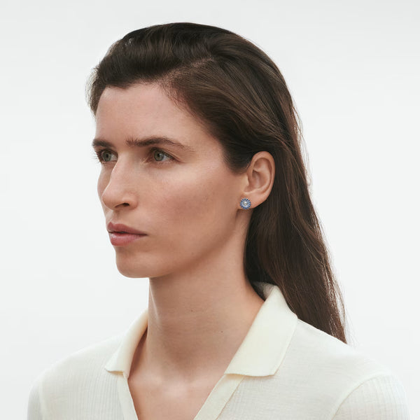 Georg Jensen Daisy Silver And Blue Enamel Earrings - Berry's Jewellers