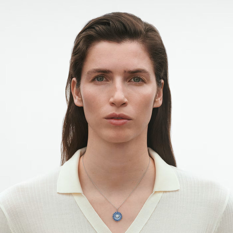 Georg Jensen Daisy Silver And Blue Enamel Pendant - Berry's Jewellers