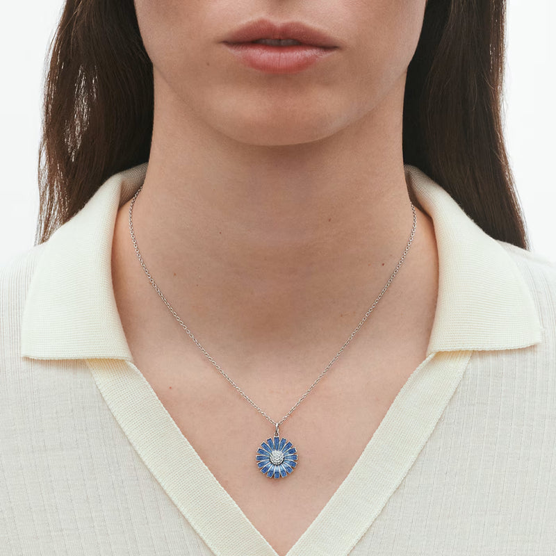 Georg Jensen Daisy Silver And Blue Enamel Pendant - Berry's Jewellers