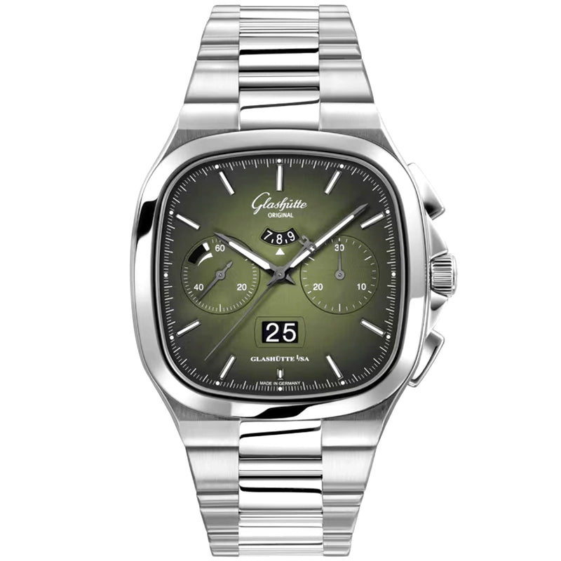 Vintage Seventies Panorama Date 40mm Green Dial Automatic Watch