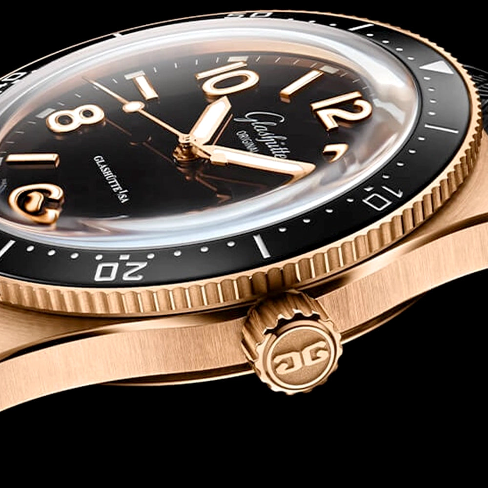 Glashütte Original Spezialist SeaQ 39.5mm Black Dial 18ct Rose Gold Mens Watch - Berry's Jewellers