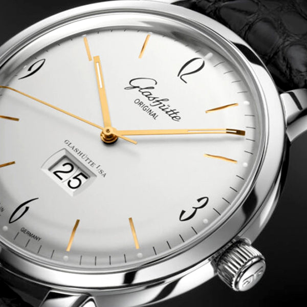 Glashütte Original Vintage Sixties Panorama Date 42mm Silver Dial Automatic Watch - Berry's Jewellers
