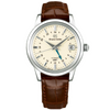 Elegance GMT 39mm Silver Dial Mens Leather Strap Watch