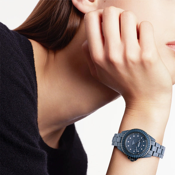 CHANEL J12 BLEU 33mm Ceramic Diamond Dial Ladies Bracelet Watch - Berry's Jewellers