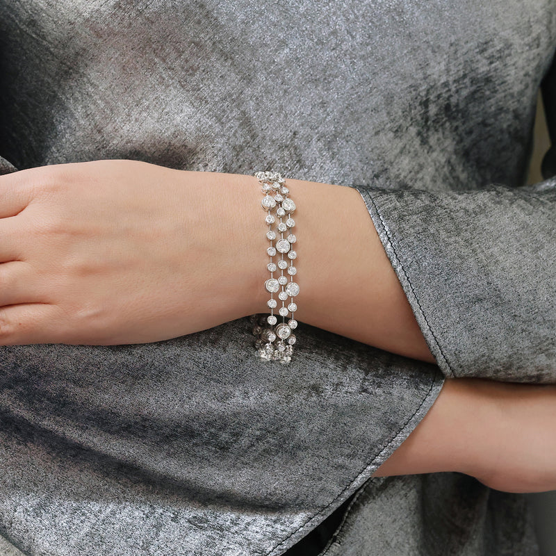 Berry's 18ct White Gold Diamond Three Strand Vintage Style Bracelet - Berry's Jewellers
