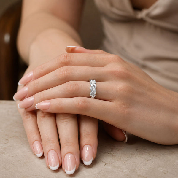 Platinum Marquise And Round Brilliant Cut Diamond Fancy Dress Ring