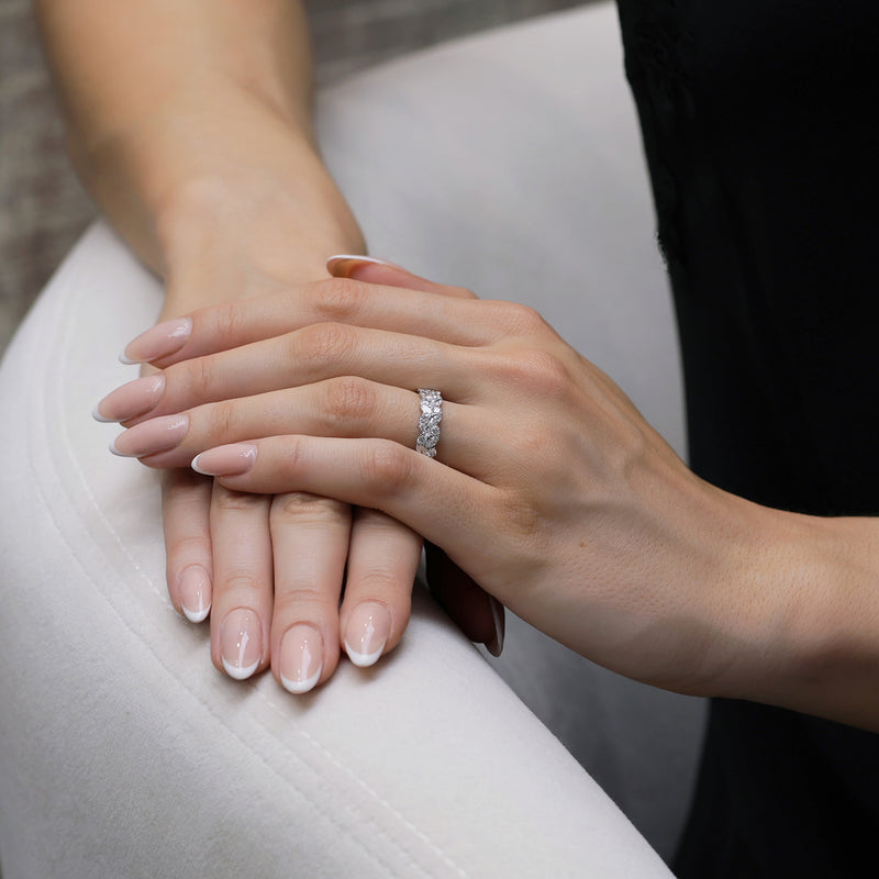 Platinum Marquise And Round Brilliant Cut Diamond Fancy Dress Ring