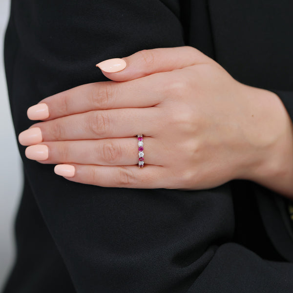 Berry's Platinum Ruby And Diamond Half Eternity Ring - Berry's Jewellers