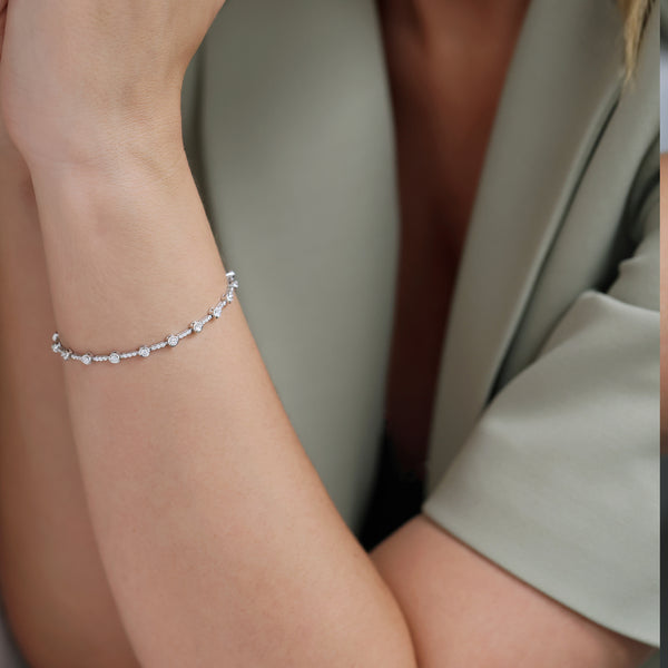 Berry's 18ct White Gold Round Brilliant Cut Diamond Rub Over Tennis Bracelet - Berry's Jewellers