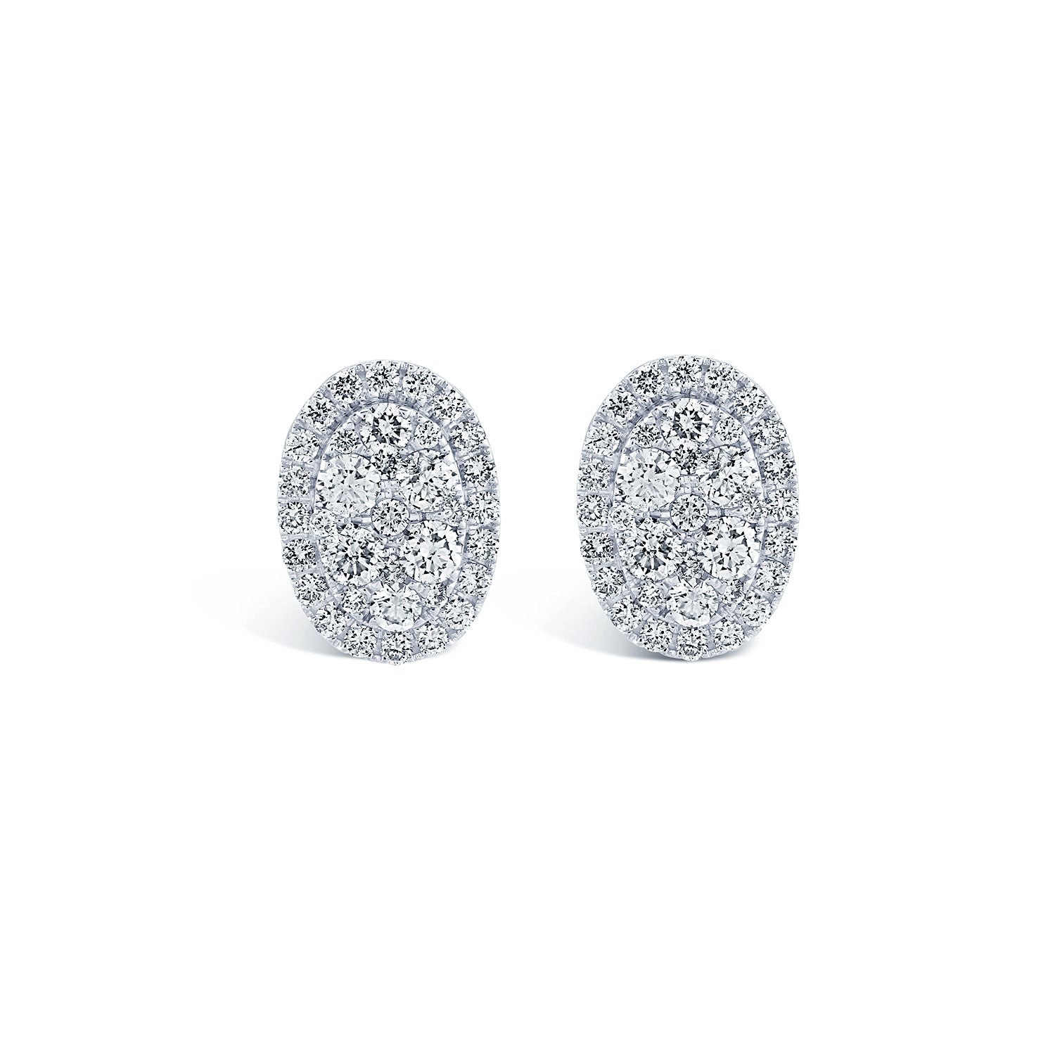 Berry's 18ct White Gold Oval Diamond Halo Cluster Earrings - Berry's Jewellers