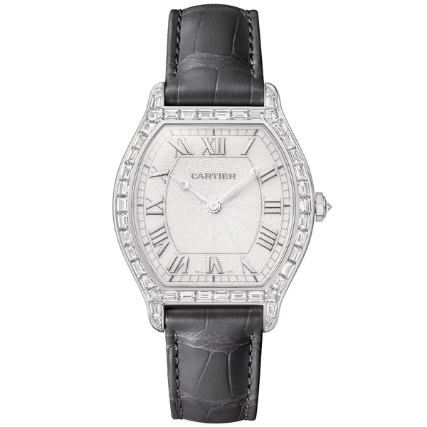 Cartier Tortue Baguette Platinum Diamond Set Leather Strap Watch - Berry's Jewellers