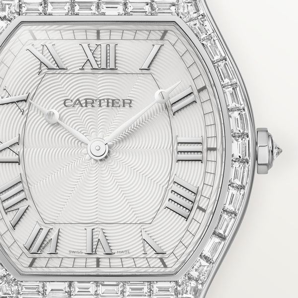 Cartier Tortue Baguette Platinum Diamond Set Leather Strap Watch - Berry's Jewellers