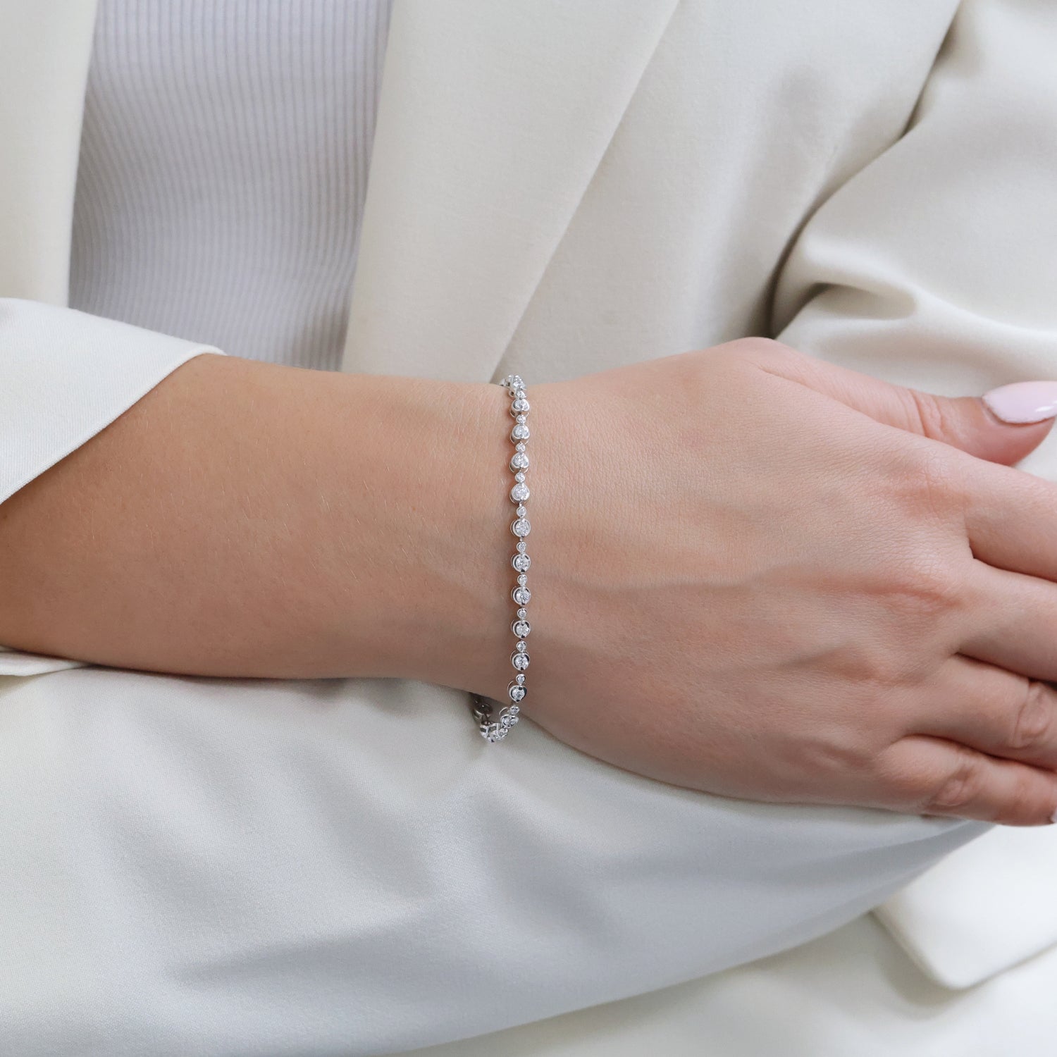 Berry's 18ct White Gold Rub Over Diamond Set Bracelet - Berry's Jewellers