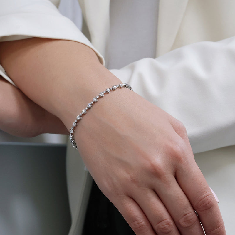 Berry's 18ct White Gold Rub Over Diamond Set Bracelet - Berry's Jewellers