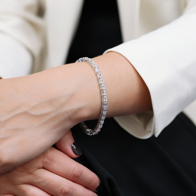 Berry's 18ct White Gold Emerald Cut Diamond Tennis Bracelet - Berry's Jewellers