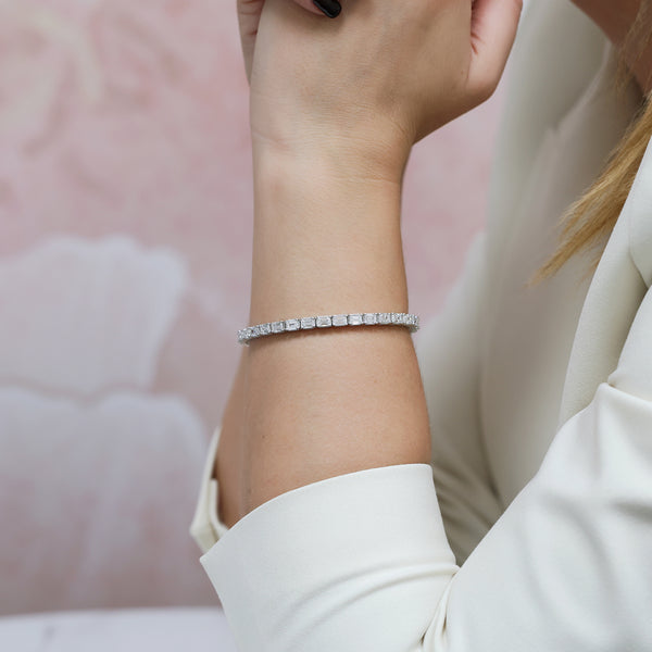 Berry's 18ct White Gold Emerald Cut Diamond Tennis Bracelet - Berry's Jewellers