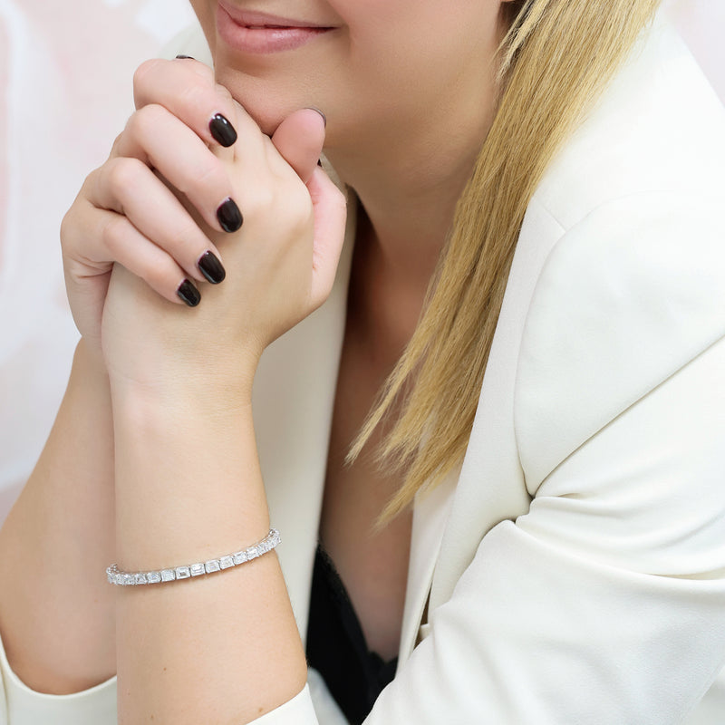 Berry's 18ct White Gold Emerald Cut Diamond Tennis Bracelet - Berry's Jewellers