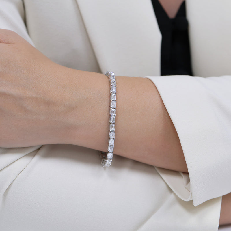 Berry's 18ct White Gold Emerald Cut Diamond Tennis Bracelet - Berry's Jewellers