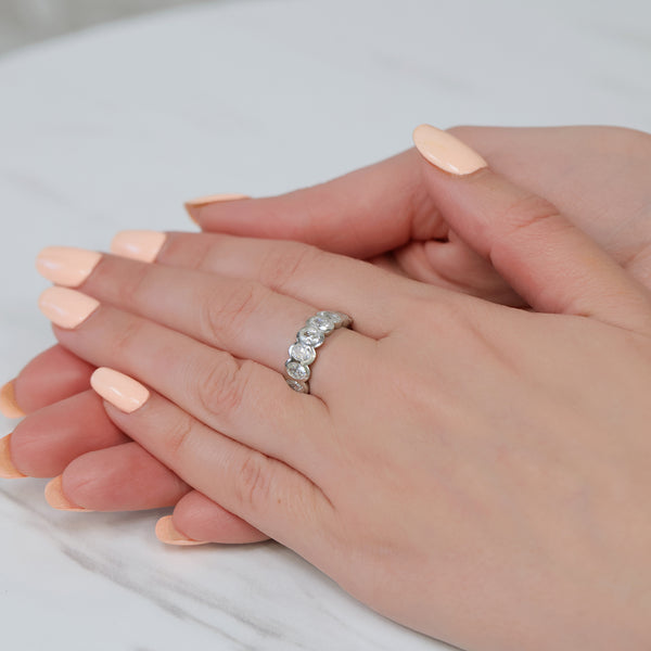 Berry's Platinum Oval Cut Diamond Seven Stone Rub Over Set Eternity Ring - Berry's Jewellers